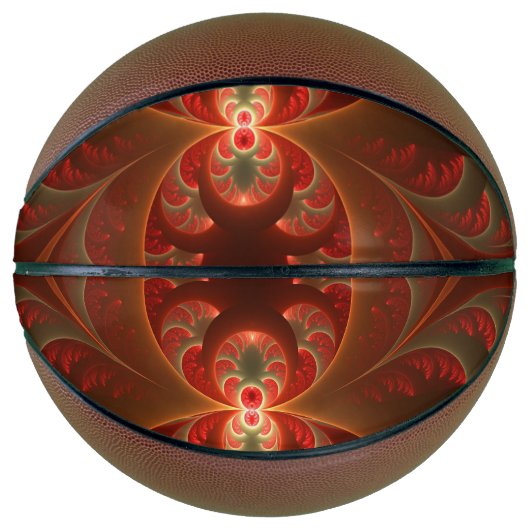 発光抽象芸術モダンオレンジ赤フラクタル バスケットボール (正面)