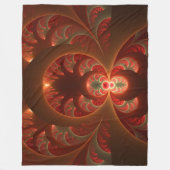 発光抽象芸術モダンオレンジ赤フラクタル フリースブランケット (正面)