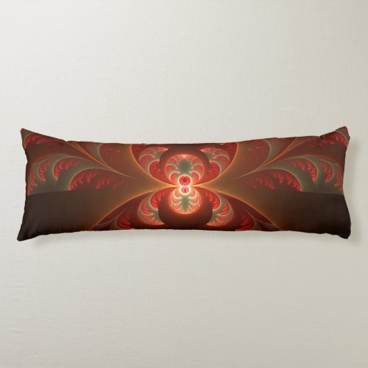 発光抽象芸術モダンオレンジ赤フラクタル ボディピロー (正面)