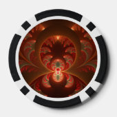 発光抽象芸術モダンオレンジ赤フラクタル ポーカーチップ (裏面)