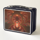 発光抽象芸術モダンオレンジ赤フラクタル メタルランチボックス (裏面)