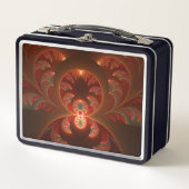 発光抽象芸術モダンオレンジ赤フラクタル メタルランチボックス (正面)