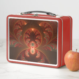 発光抽象芸術モダンオレンジ赤フラクタル メタルランチボックス