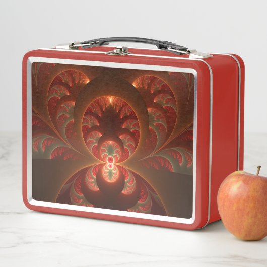 発光抽象芸術モダンオレンジ赤フラクタル メタルランチボックス (インサイチュ)
