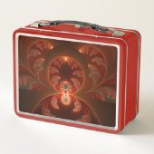 発光抽象芸術モダンオレンジ赤フラクタル メタルランチボックス (裏面)