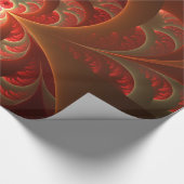 発光抽象芸術モダンオレンジ赤フラクタル ラッピングペーパー (角)