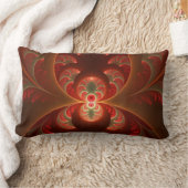 発光抽象芸術モダンオレンジ赤フラクタル ランバークッション (ブランケット)