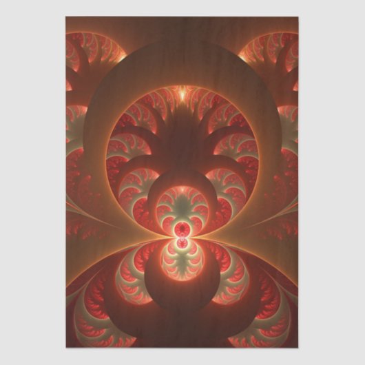 発光抽象芸術モダンオレンジ赤フラクタル 薄葉紙 (正面)