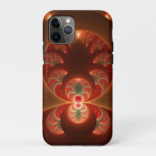 発光抽象芸術モダンオレンジ赤フラクタル Case-Mate iPhoneケース (裏面)