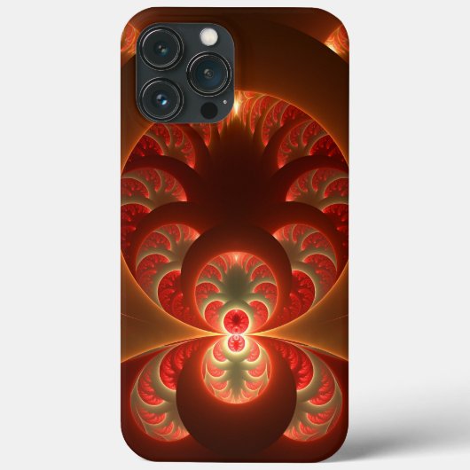 発光抽象芸術モダンオレンジ赤フラクタル Case-Mate iPhoneケース (裏面)