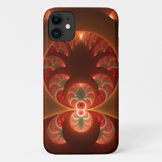 発光抽象芸術モダンオレンジ赤フラクタル Case-Mate iPhoneケース (裏面)