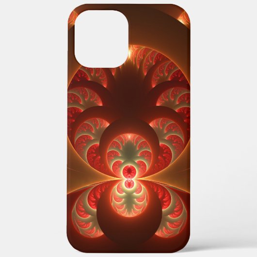 発光抽象芸術モダンオレンジ赤フラクタル Case-Mate iPhoneケース (裏面)