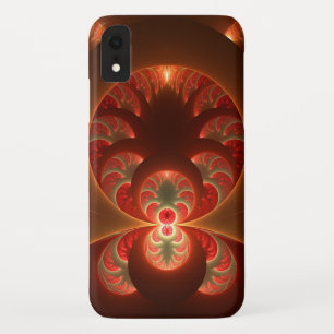 発光抽象芸術モダンオレンジ赤フラクタル iPhone XRケース