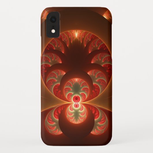 発光抽象芸術モダンオレンジ赤フラクタル Case-Mate iPhoneケース (裏面)