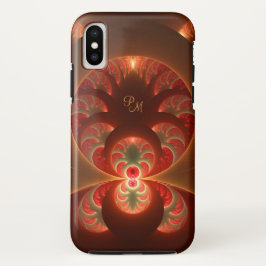 発光抽象芸術モダンフラクタルアートイニシャル iPhone XSケース