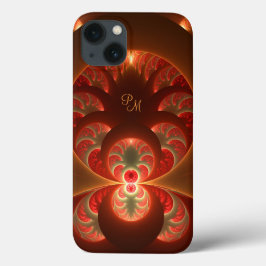 発光抽象芸術モダンフラクタルアートイニシャル iPhone 13ケース