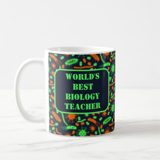 発光細菌微生物有毒オレンジグリーン コーヒーマグカップ (左)