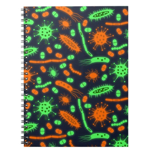 発光細菌微生物 有毒 オレンジ グリーン ノートブック (正面)
