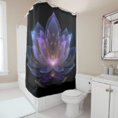 発光蓮の花 – 紫色の青の黒いフローラ シャワーカーテン (インサイチュ)