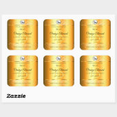 発光金ゴールドオレンジスパークリーグリッターイニシャルロゴ スクエアシール (シート)