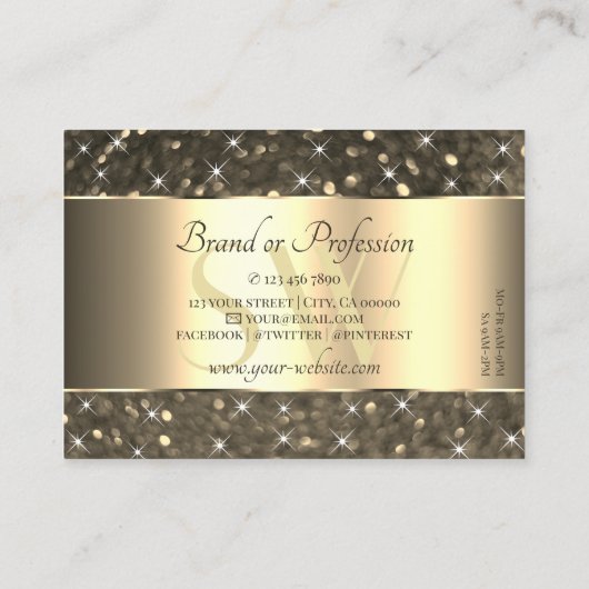 発光金ゴールドグリッタースターズゴールデン縁どモノグラム 名刺 (裏面)