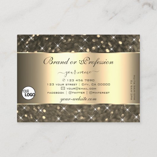 発光金ゴールドグリッタースターズ縁どゴールデンとロゴ 名刺 (裏面)