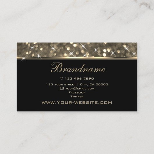 発光金ゴールドグリッタースパークルティニースターエレガンス 名刺 (裏面)