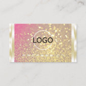 発光金ゴールドピンクパープルグリッターとロゴラグジュアリー 名刺 (正面)