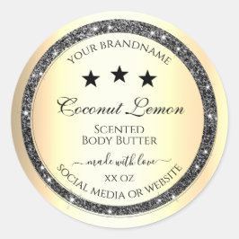 発光銀グリッター金ゴールド効果製品ラベル ラウンドシール