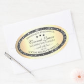 発光銀グリッター金ゴールド効果製品ラベル 楕円形シール (封筒)