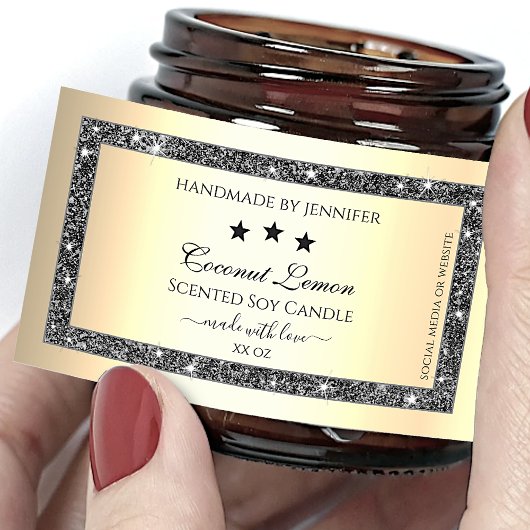 発光銀グリッター金ゴールド効果製品ラベル 長方形シール