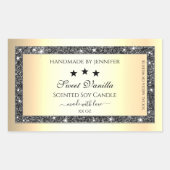 発光銀グリッター金ゴールド効果製品ラベル 長方形シール (正面)