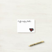 発声映画のコーヒー常習者のマグのハートの前のコーヒー ポストイット (デスク上)