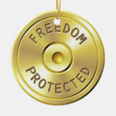 発射された弾丸からの弾薬カートリッジ、自由 セラミックオーナメント (正面)