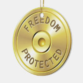 発射された弾丸からの弾薬カートリッジ、自由 セラミックオーナメント (左)