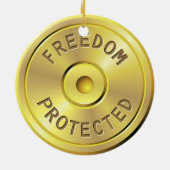 発射された弾丸からの弾薬カートリッジ、自由 セラミックオーナメント (裏面)