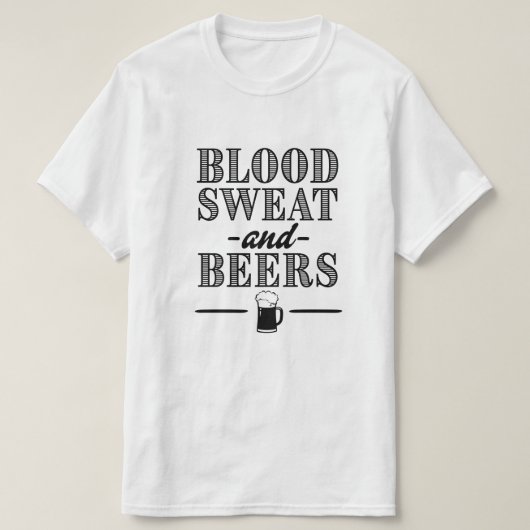 発汗し、ビール血おもしろいな人のワイシャツ Tシャツ (デザイン正面)
