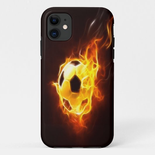 発火させたサッカーボールのiPhone 5の箱 Case-Mate iPhoneケース (裏面)
