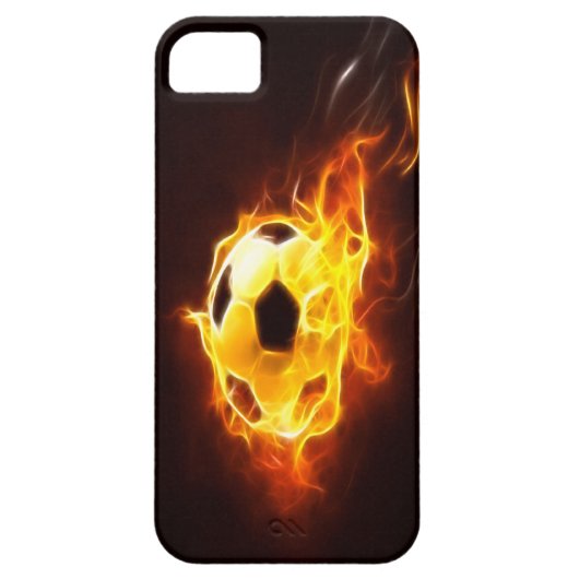発火させたサッカーボールのiPhone 5の箱 Case-Mate iPhoneケース (裏面)
