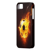 発火させたサッカーボールのiPhone 5の箱 Case-Mate iPhoneケース (裏面左)