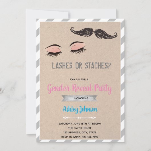 発疹または州の性別が招待を明らかにする 招待状 (正面)