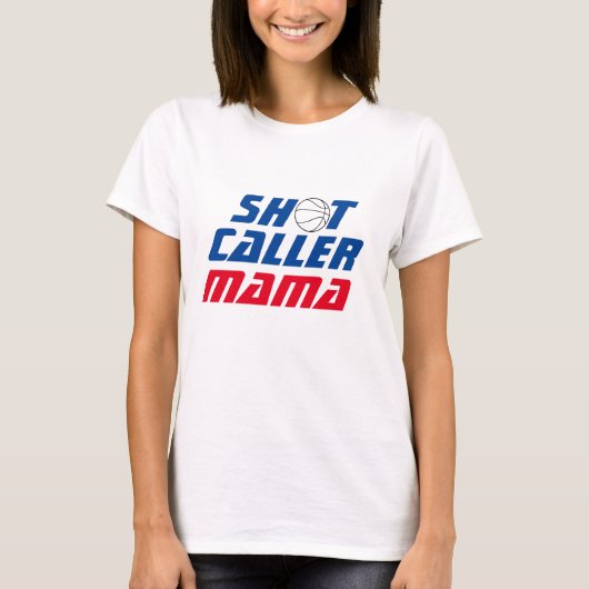 発砲者ママ |バスケットボール引用文とブルー文字 Tシャツ (正面)