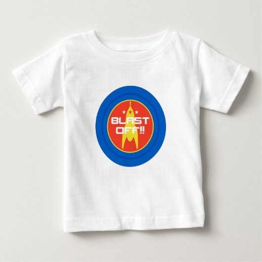 発破を掛けて下さい!! レトロの空想科学小説の宇宙ロケット ベビーTシャツ (正面)