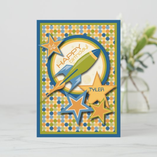 発破を掛けて下さい! 宇宙船の誕生日 カード (スタンド正面)