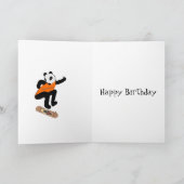 発育阻害のバイクもしくは自転車に乗る人のパンダのバースデー・カード カード (内部)