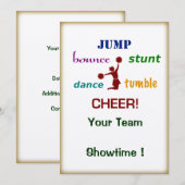 発育阻害の跳ね上がりのチアリーダーのイベントの招待状を跳んで下さい 招待状 (正面/裏面)
