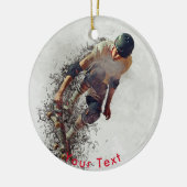 発育阻害を行っているスポーツのグランジなスケートボーダー セラミックオーナメント (左)