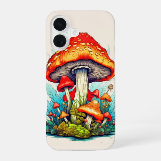 発芽する野生の森のキノコ iPhone 16ケース (裏面)