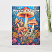 発芽カラフルキノコイラストレーション カード (正面)