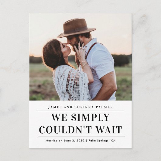 発表が待ち遠し結婚かった ポストカード (正面)